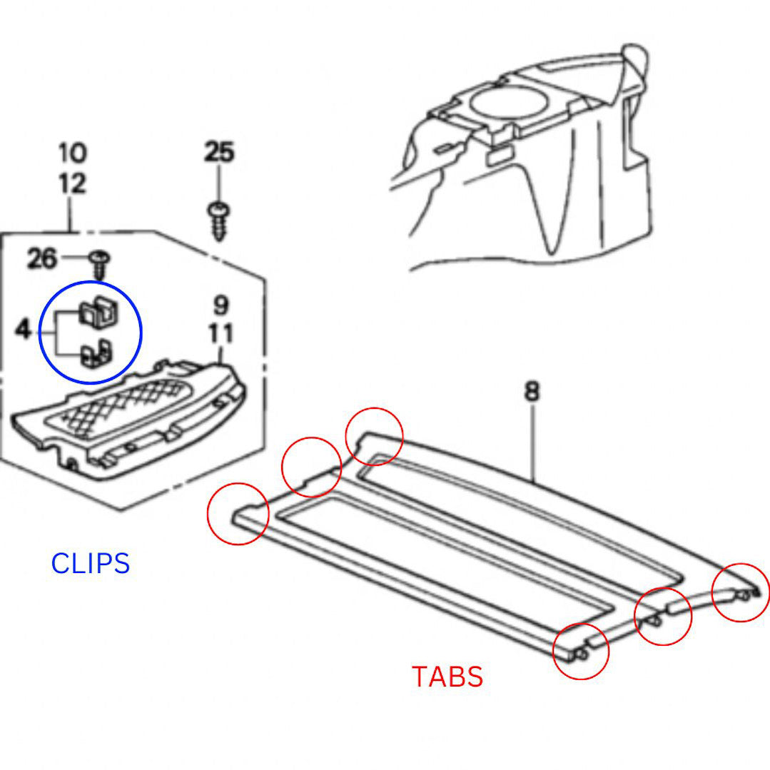 1996-2000 Civic  EK Cargo Cover Brackets